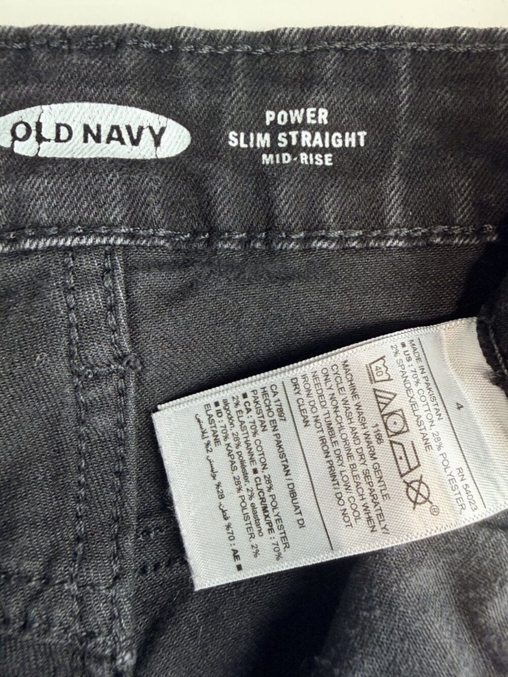 Old Navy Power Slim Straight Jeans Womens Size 4 Mid Rise Black Stretch Denim - Picture 4 of 13